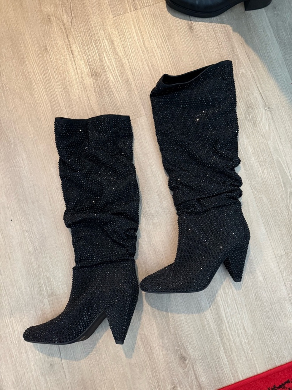 INC International Concepts Black Embellished Slouch Knee Boots